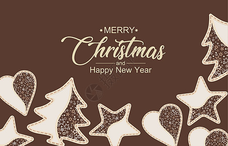 圣诞节背景的矢量插图圣诞树由星和圣诞装饰品组成的圣诞树贺卡快乐图片