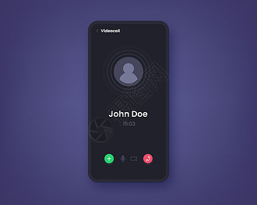 手机界面ui电话视频实际模拟移动电话会议应用程序UI的模拟与屏幕按钮的在线通信界面私人或商业对话病媒智能手机显示模板电话视频与屏幕按钮的现实插画