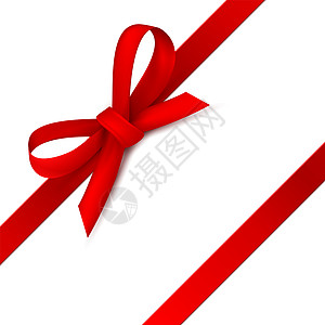 红丝带装饰礼物贺卡背景矢量插图图片