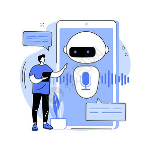 Chatbot声音控制虚拟助理抽象概念矢量说明讲虚拟个人助理智能电话语音应用程序AI声音控制聊天bot抽象比喻Chabot声音控背景图片