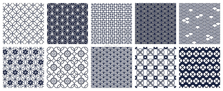 日本几何图案无缝的东方装饰背景几何的观赏模式传统的非自然形态矢量背景集结构的蓝植物抽象设计日本几何模式的装饰模式传统的非自然形态背景图片