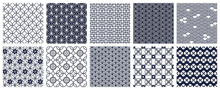 日本几何图案无缝的东方装饰背景几何的观赏模式传统的非自然形态矢量背景集结构的蓝植物抽象设计日本几何模式的装饰模式传统的非自然形态图片