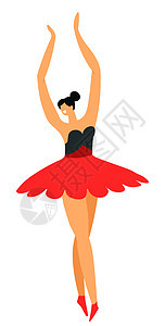 跳芭蕾舞的女孩卡通矢量插画图片