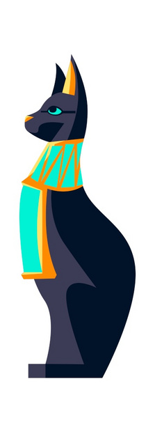 古埃及的神圣动物黑猫神圣的屠宰仪式化身卡通矢量插图图片