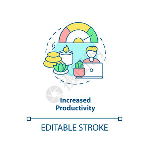 提高生产率概念图标舒适办公室健康司环境生物学理念细线插图矢量孤立大纲RGB彩色绘图可编辑中风生产率概念图标图片