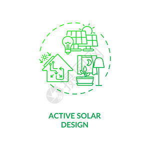 活太阳能设计绿色概念图标可再生持续能源来智房屋的电力生物学概念细线插图矢量孤立大纲RGB彩色绘图活太阳能设计绿色概念图标背景图片