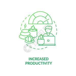 提高生产率绿色梯度概念图标舒适办公室健康司环境生物学理念细线图矢量孤立示RGB彩色绘图生产率提高绿色梯度概念图标图片