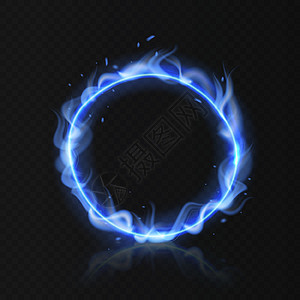 蓝色燃烧的火环矢量设计模板图片