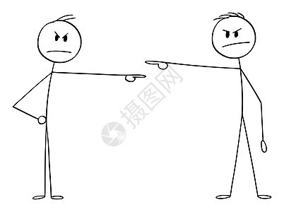 矢量卡通插图说明两个男人或商的情况每个男人或商相互指对方责备任概念矢量卡通说明两个男人或商相互指责和对方图片