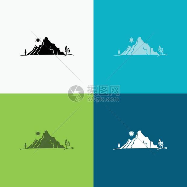 卡通大自然山丘地貌图标图片