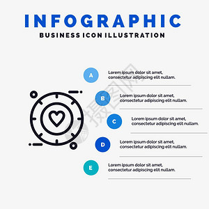 爱信号情人节结婚线图标配有5步插图背景图片