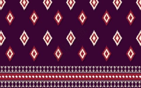 传统红黄颜色的无缝部落艺术Ikat设计背地毯壁纸服装BatikfabricVector插图装饰风格图片