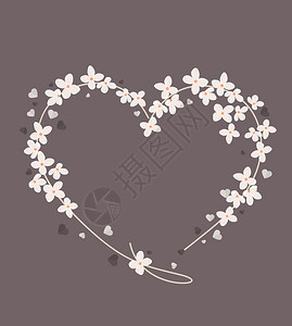花形心脏的矢量插图花形邀请装饰模板背景设计情人节或母亲花形心脏图片