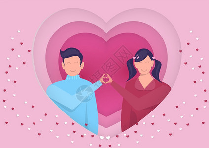 男人和女心手在胸怀深厚的心中象征着光辉的手情人节班纳图片