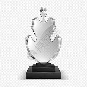 透明奖杯现实的玻璃晶奖现实的玻璃水晶奖平方黑的3D空白赢家杯孤立的现代竞争和体育锦标赛奖与复制空间的矢量叶成形奖透明的杯平方黑的图片