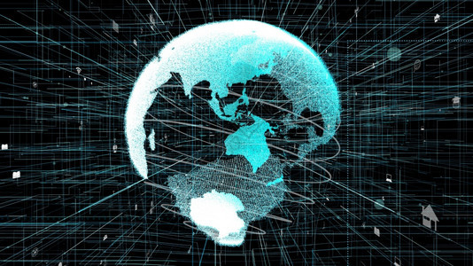 全球在线互联网络和上各种事物的互联网IOT概念在3D提供网络空间计算机图象时所呈现的概念通信和息技术发展促进数字生活方式全球在线图片