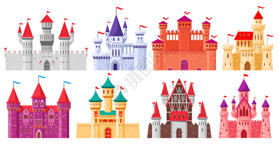 卡通中世纪城堡童话中世纪城堡历史上的皇家城堡古老的垒城卡通矢量插图带有哥特建筑的古老城堡中世纪古老的垒卡通矢量插图古老的卡通矢量图片