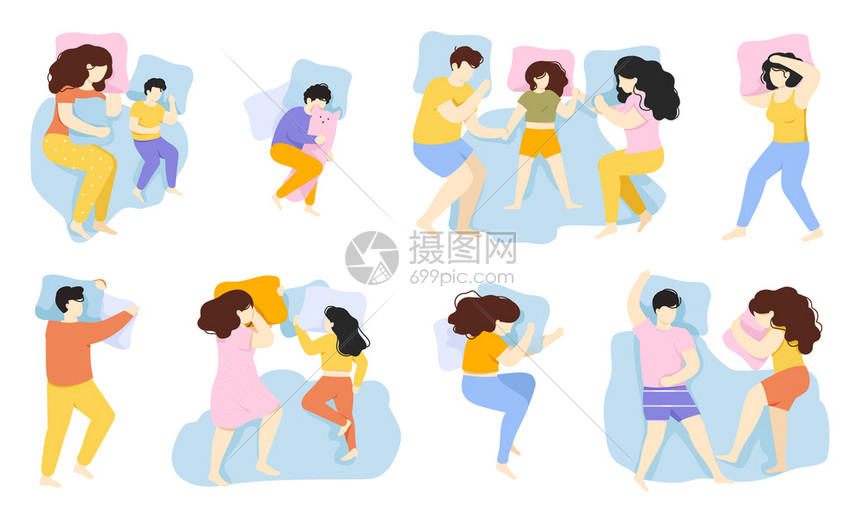 家庭成员睡觉姿势