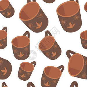 claycampwithpplashlprintperflessperless模式带茶叶或咖啡手柄热饮料供应的麻瓜餐具饮料平板液图片