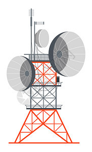 配有电缆站或广播和蜂窝通信系统的电站或广播和蜂窝通信系统装有雷达和发射机的信号接收器城市基础设施高压天线卫星矢量带有电线的塔站或背景图片