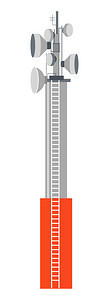城市基础设施电信卫星话或互联网连接以平式方广播天线矢量图片