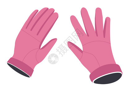 清洁家事用的橡胶手套冬季的单独手套女士的饰物冬季温暖衣服和寒冷的天气衣商店种类平板病媒妇女粉色手套清洁用的橡胶手套清洁用的橡胶手插画