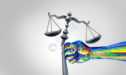 社会变革法和公正概念是一种拳头代表多样和化社区为改变立法而斗争以3D插图要素作为全球平等的法律尺度图片