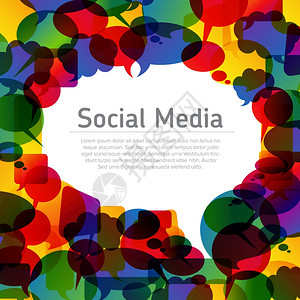 社交媒体概念插图配有语言泡沫和文字内容的位置社交媒体抽象插图配有语言泡沫图片
