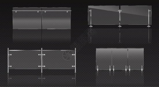 玻璃栅栏两面板金属栏杆贸易以及池家庭楼梯或房屋阳台的透明床单玻璃板或有钢柱的栅栏符合实际的3D套玻璃栅栏双面板贸易两面玻璃板贸易图片