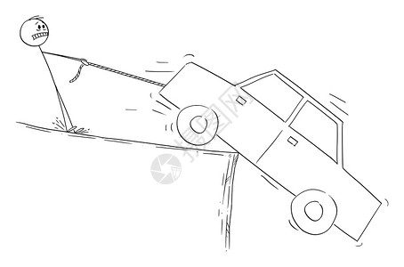 试图挽救自己的汽车金融问题债务和贷款矢量卡通插图或格图片