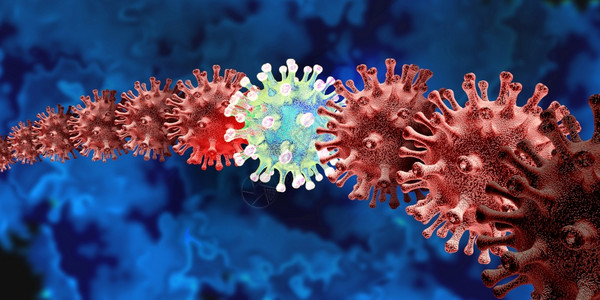 新的变异和突概念以及新的冠状b17爆发或新冠19细胞突变和流感背景作为危险的流感菌体健康风险如3D型疾病细胞造成的图片