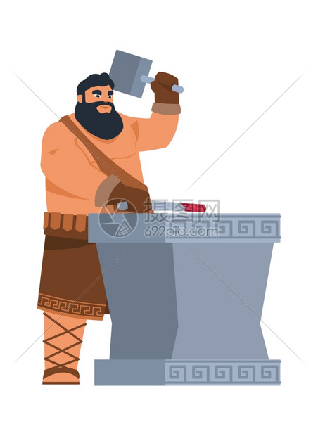 希腊神hephaestus古代传说中的卡通神话特征铁匠的神圣保护者铁匠的