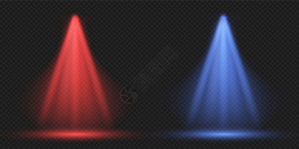 秋光红和蓝激效应对透明背景的影响击环照明亮光投影器的深束亮投影器的彩色模版亮光舞台射线矢量光灯角照明亮光投影器的束投影器的彩束亮图片