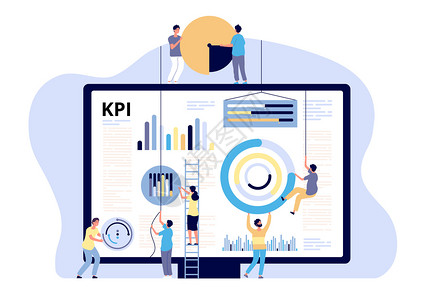 KPI概念关键业绩指标营销商业数字计量运动产品流报告矢横幅商务kpi指标用于市场优化说明主要业绩指标营销矢量横幅图片