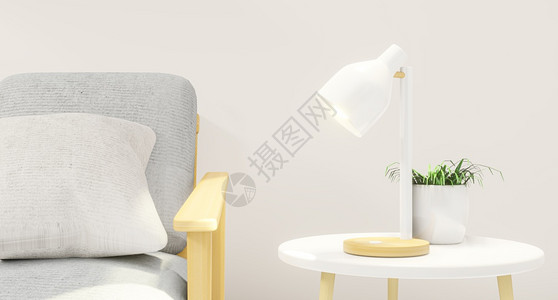 使用沙发低桌装饰厂和日本风格设计的最小室内置墙壁3D中的桌灯光使室内设计成为部现代客厅日式3D图片
