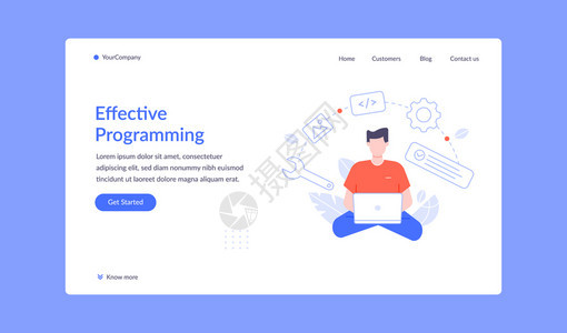 有效编程着陆页矢量与脚本合作办公室开发者编码业务程序员开发和写作图示图片