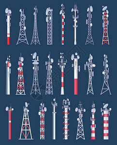 无线塔电和TV手机通信塔并收集蚂蚁病媒天线无电通信塔型蜂窝网络图示无线电和TV手机通信塔并收集蚂蚁病媒背景图片