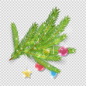 圣诞装饰品绿色圣诞树枝和玻璃球矢量冬季假日元素绿色圣诞树枝和彩色球杯绿圣诞树枝和玻璃球标注绿色圣诞树枝和彩色球杯图片
