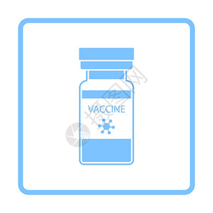 新冠疫苗图标蓝框架设计矢量说明图片
