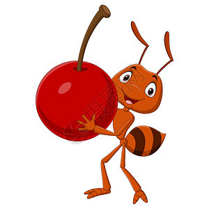 卡通可爱携带樱桃的蚂蚁漫画图片