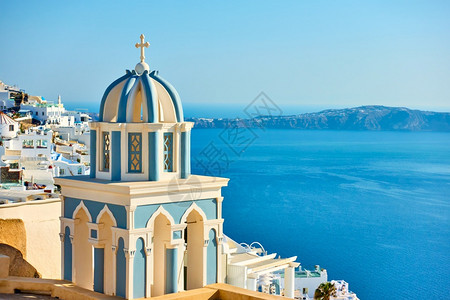 希腊圣托里尼岛Fira镇的希腊风景高清图片