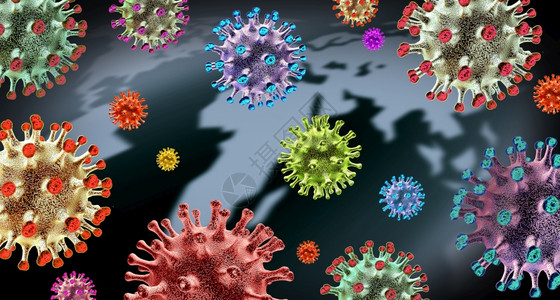 全球变异体和突细胞概念或新的冠状b17变体爆发和共生19细胞突变作为流感背景如3D造成的健康风险如危流感菌株如3D造成的健康风险图片