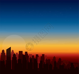 现代城市日落天线背景矢量插图EPS10图片
