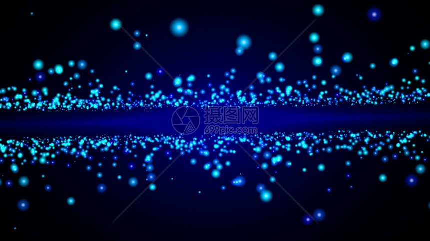 高级蓝色飞行粒子背景3d插图图片