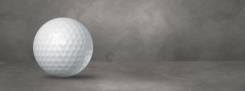 白色高尔夫球在混凝土工作室横幅上被孤立3D插图白色高尔夫球在混凝土工作室横幅上被孤立背景图片