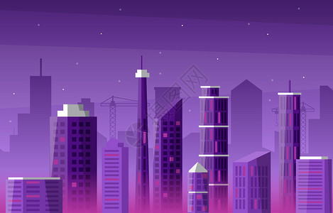 夜间城市建筑风景天线商业说明图片