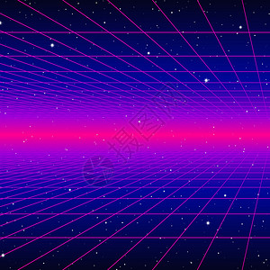 80年代风格激光网和老式街机游戏中的恒星雷射背景图片