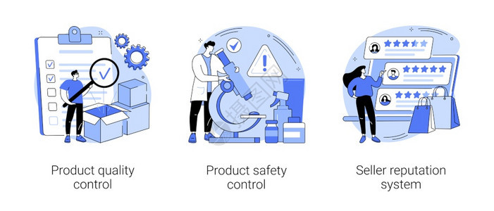 产品质量和安全控制卖方声誉系统客户反馈保证书商店评级抽象比喻客户满意度抽象概念矢量说明背景图片