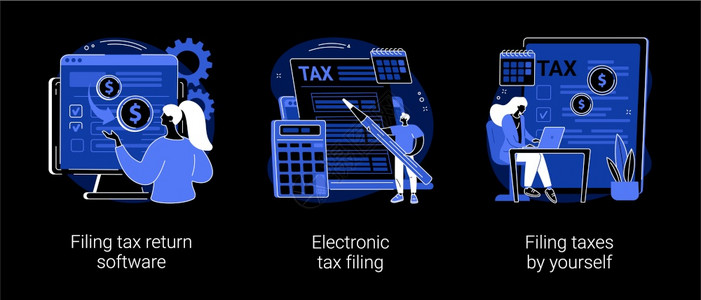 由自己来申报税收的抽象概念矢量说明提交纳税申报软件电子文收集电子收入说明IRS形成黑暗模式隐喻由自己来申报税收由自己来申报抽象概插画