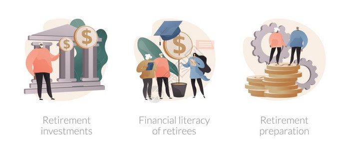 退休者预算计划抽象概念矢量说明集退休投资人员财务知识普及养恤金准备收入控制银行存款抽象隐喻退休者预算计划抽象概念矢量说明集图片